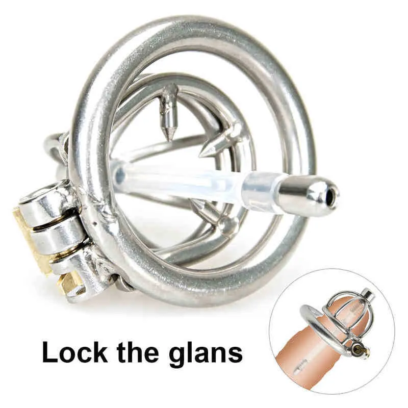 NXY Chastity Devices 요도 사운드 카테터 스테인리스 스틸 케이지 스파이크 링 남성 음경 남성 성 장난감 220829