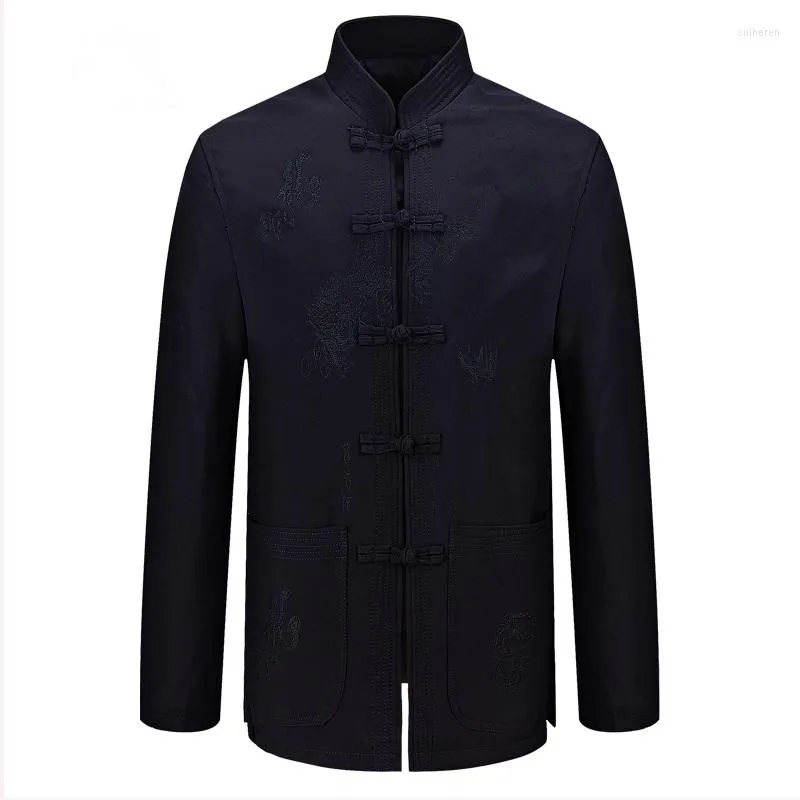 Abbigliamento etnico tradizionale cinese per uomo camicia con colletto alla coreana maschile camicetta abito Wushu top in lino TA339