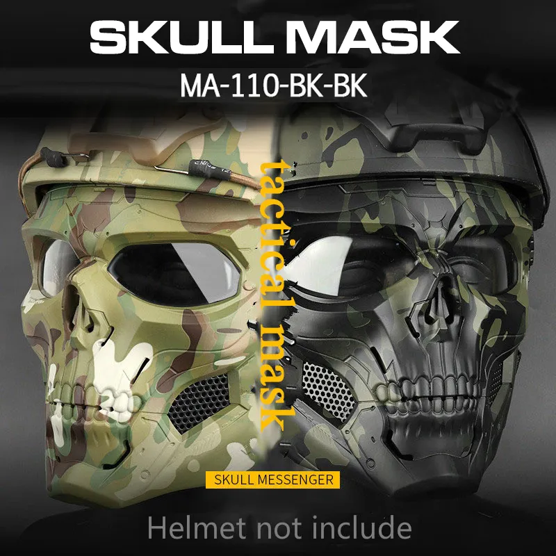 Maschera tattica con teschio, maschera integrale per Halloween e cosplay (mimetica