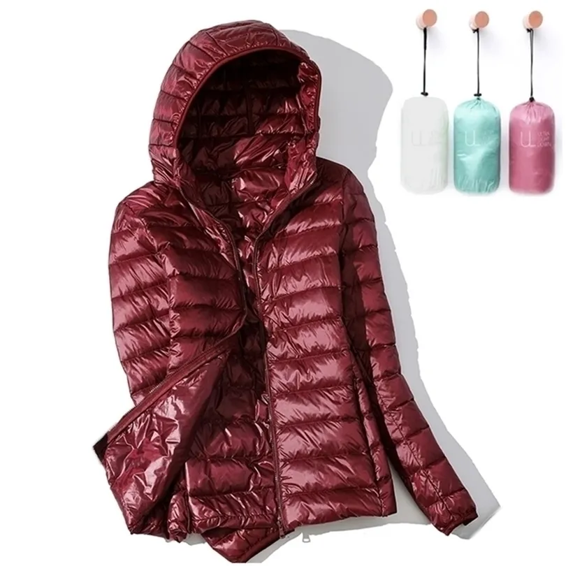 Womens Down Parkas Down Jacket Women Autumn Winter Coat Spring Parkas for Warm Ladies Ultra Light basic Female Portable Hooded Outwear 220930