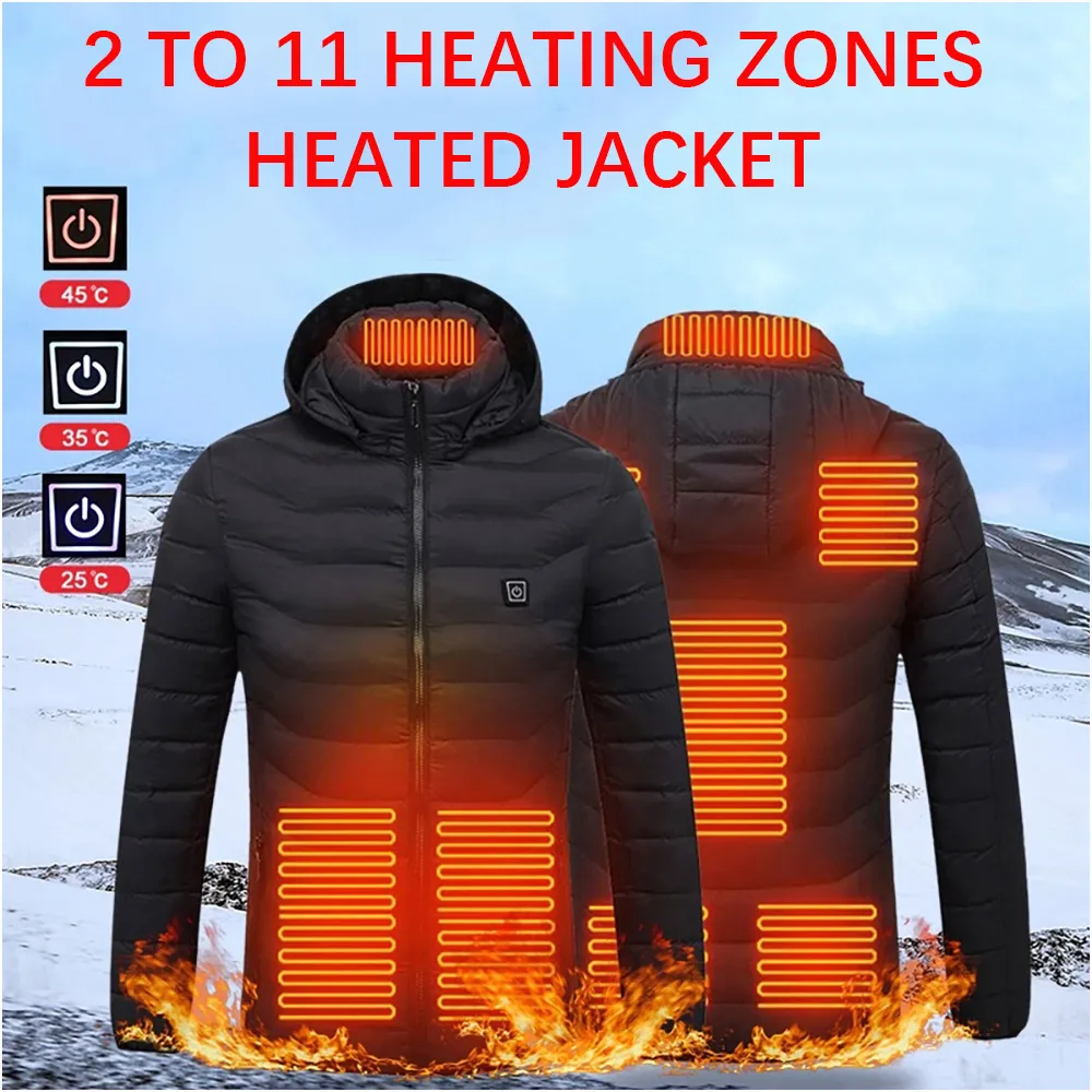 QNPQYX新しいユニセックス加熱ジャケット加熱コート電気式サーマルコート加熱ベスト冬の屋外暖かい服