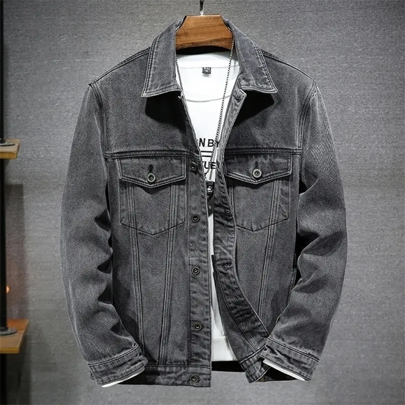 Mens jaquetas moda jeans jeans da primavera outono casual vintage casaco lavado streetwear solto e tamanho de marca roupas masculinas 6xl 7xl 220930