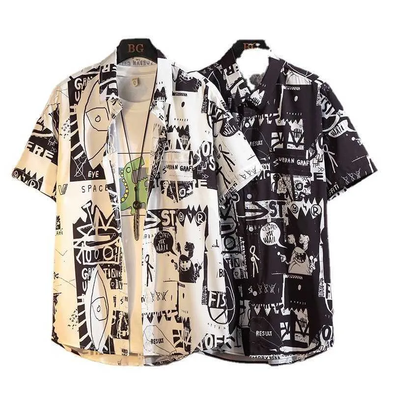 Ubrania męskie letnia koszulka na pół rękawu moda druk luźne graficzne t-koszule męskie bluzka
