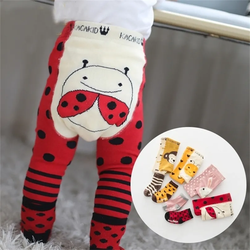 Pantalon 2PcsSet mignon Animal né bébé automne hiver chaud serré collants coton tricot filles garçons doux coton pantalon collants ensemble 2201006