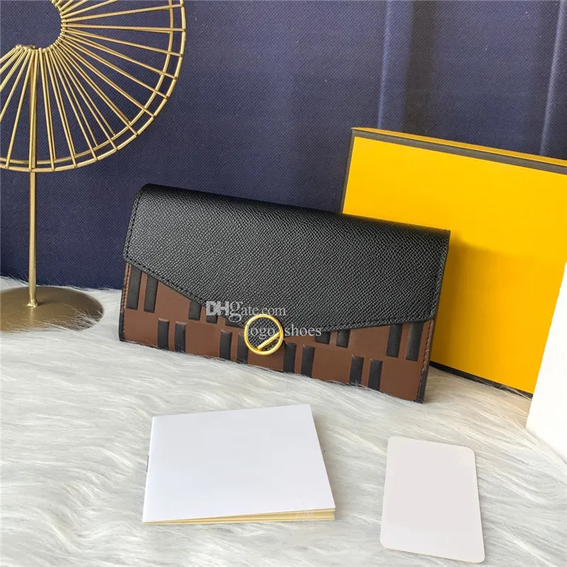 Luxury Round Letter Buckle Wallets Unisex Envelope Purses Bags Interior Zipper Pouch Card Holder Coin Wallet With Box