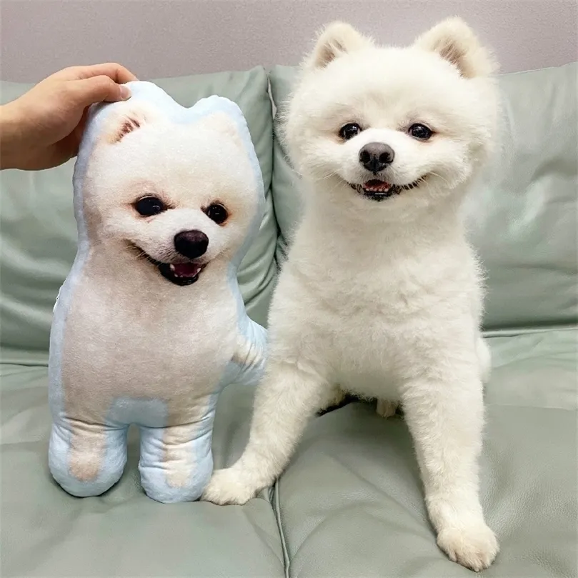 CUSHIONDECORATIVE KULLOW PERSONALISERAD PO DIY PET Toys Dolls Fylld Animal Custom Dog Cat Picture Christmas Gifts Memorial Gift 220930