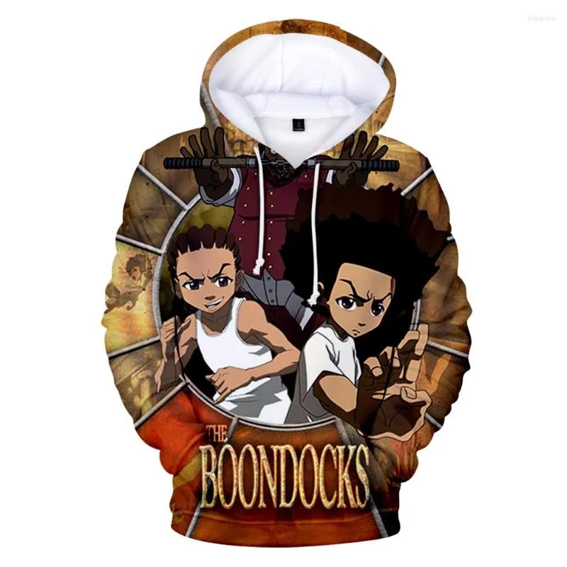 남자의 후드 Boondocks 남자 까마귀 풀오버 3D 긴 소매 스웨트 셔츠 남자/여자 캐주얼 하라주쿠 스트리트웨어 풀오버 유니스피시스