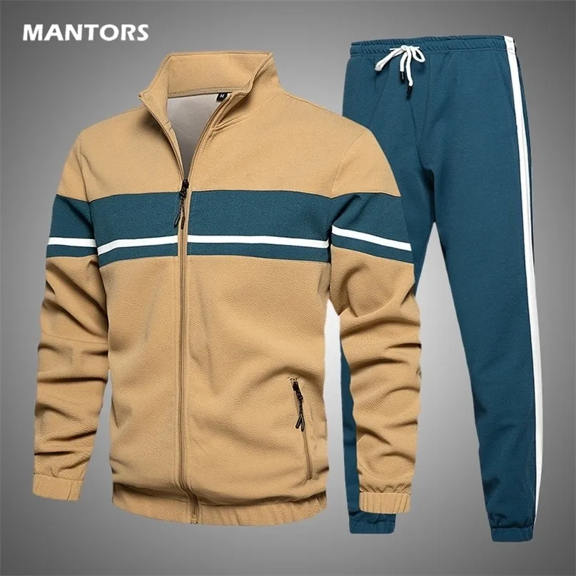 Chándales para hombres Chándal para hombres Otoño Invierno Conjunto para hombres Marca Traje deportivo Chaqueta Pantalones 2 piezas Conjunto Moda Casual Traje de pista Ropa para hombres 221006