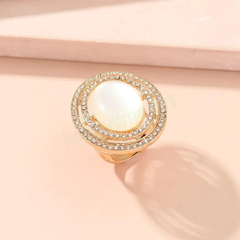Anel de opala branca rom￢ntica para mulheres menina cristal strass de cristal geom￩trico an￩is de casamento j￳ias brindes presente de anivers￡rio