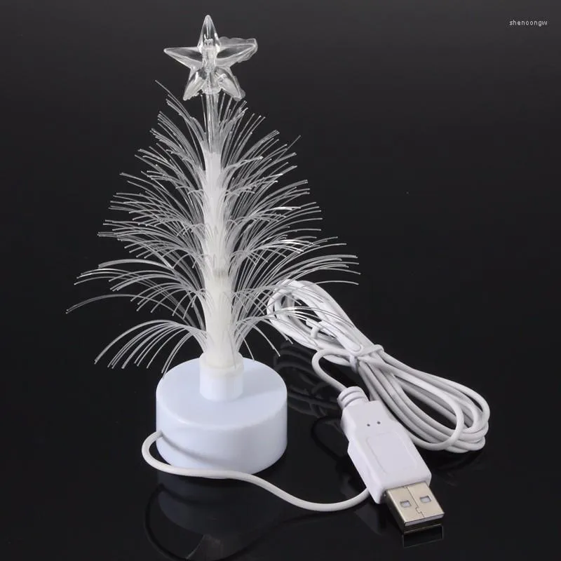 Nattljus byter färger LED Fiber Optic Light-Up Toy Lamp DC5V USB Powered Small Light Christmas Tree Party Decor Romantic Color