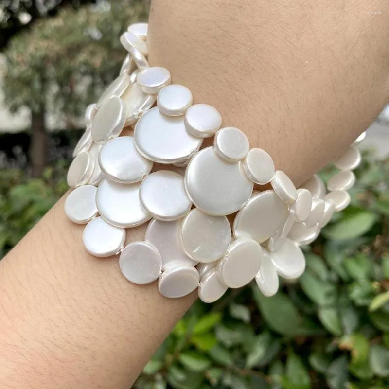 Koraliki Naturalne galwaniczne matka perłowej skorupy biała płaska okrągła do biżuterii tworząc DIY Naszyjnik Bransoletka
