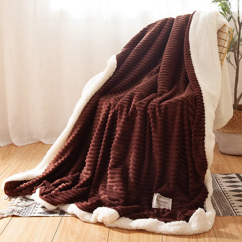Battaniye kış kalın Kaşmir Yumuşak atış kanepe kapak yatak çift taraflı düz renkli yün yatak 221006