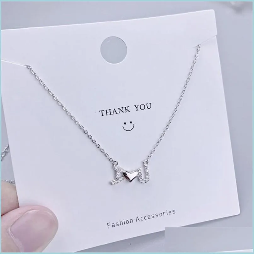 Pendant Necklaces 925 Sterling Sier I Love U Statement Necklaces Heart Shape Zircon Womans Jewelry Charm Pendant Necklace F Mjfashion Dheve