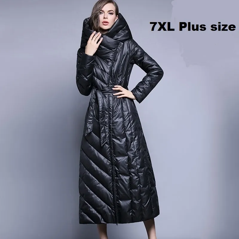 Женский пакет Parkas xs7xl Fashion 90 Duck Down Down Poat Fashion Brand Long Down Down Женская женская над коленом тонкое теплое пальто WJ1304 220930