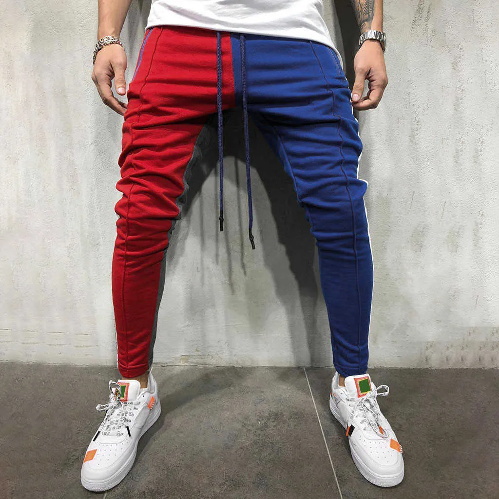 Calça masculina moda moda casual sólido solto retchwork color colorpante calça jogadora calça 6 7 casas grandes g220929