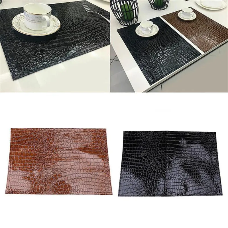 Tafelmatten isolatie kussen mat decoratieve koffie onderzetters pu lederen placemat Europese stijl krokodil patroon rechthoek