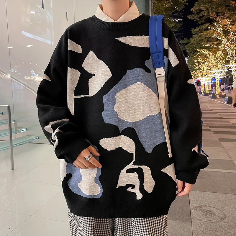 Maglioni girocollo Uomo Abbigliamento moda Stile giapponese Streetwear lavorato a maglia da uomo pullover caldo maglioni modello progettato