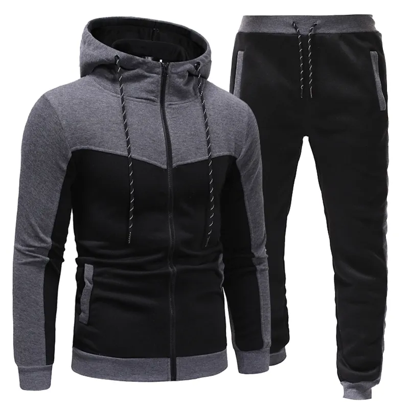 Herren-Trainingsanzüge, zweiteiliges Set für Herren, lässiger Herren-Trainingsanzug, Frühlings-Herbst-Sport-Herren-Set, Fitnessstudio, Jogginganzug, Patchwork, Hoodies, Hosen, Streetwear, 220930