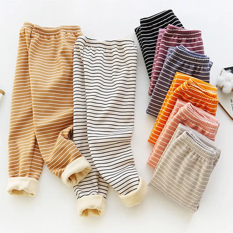 Leggings Tights Xxx Boys and Girls Pants Warm Velvet Legging Striped Costume Thicken Sleepwear Fall Winter 2 To 10 Years Children s Clothes 221006