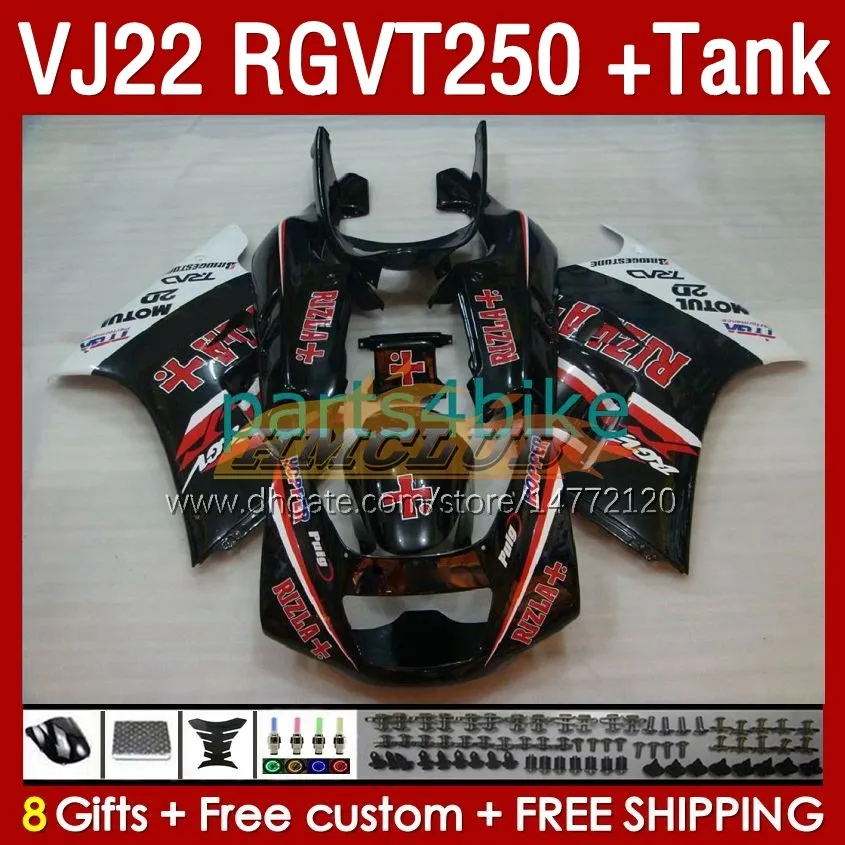 Tank Rizla Red Fairings för Suzuki RGVT250 RGV-250 SAPC VJ22 160NO.33 RGV250 VJ 22 RGVT-250 90 91 92 93 94 95 96 RGVT RGV 250 CC 1990 1991 1992 1993 1994 1995 1995 Fairing