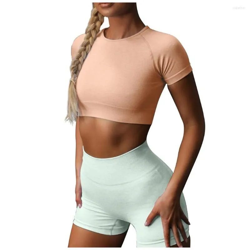 Women's Two Piece Pants Fashion Womens Sexy Solid Yoga Vest Sports Fitness Set Elastic Tops