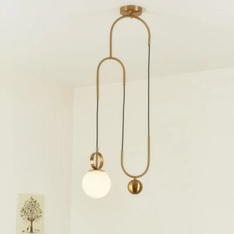 Pendant Lamps Modern Loft Creative Lift Lighting Retro Industrial Art Pulley Golden Designer Hanging Lights U Shape Living Light