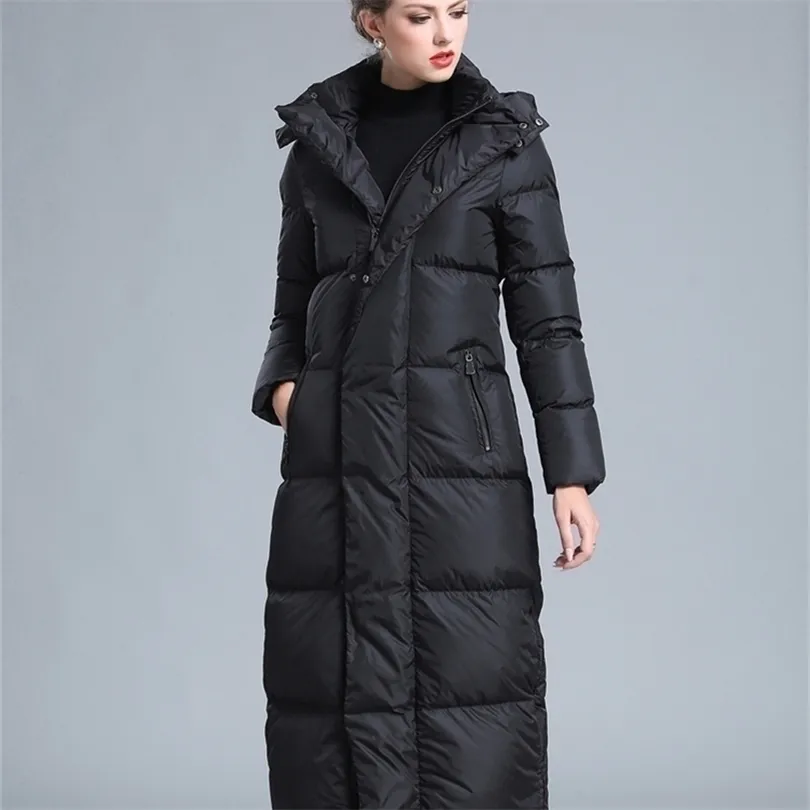 여자 다운 파카 겨울 의류 복어 지퍼 다운 코트 큰 크기 4xl 검은 그레이 네이비 블루 푸른 따뜻한 큰 크기 긴 다운 재킷 220930