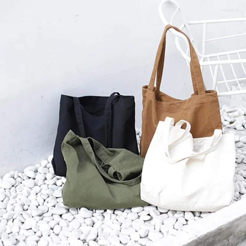 Shopping Bags Canvas Handbag Simple Men's Large-Capacity Cotton Tote Bag Women's Reusable