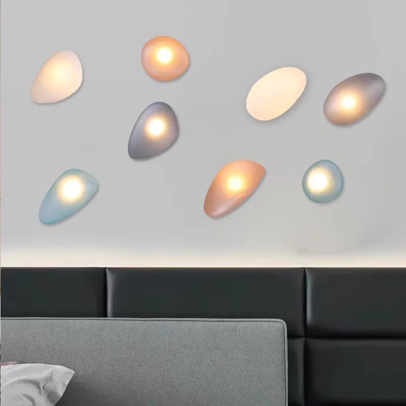 Nordic Tasarımcı Renk Cam Duvar Lambaları Oturma Odası LED Duvar Işık Yatak Odası Sconce Dekor Lambası Fikstür