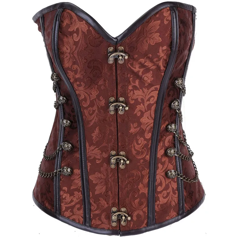 Steampunk Steel Bone Corset With Clasp Fastener Price, Chain, And Round