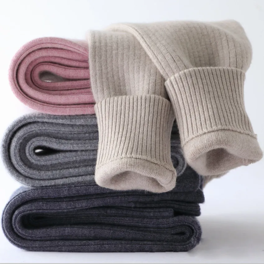 Leggings Tights Autumn Winter Chidren Solid Cashmere Warm Pants Boys Girls Knitted 221006