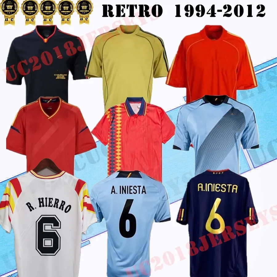 Classic 1994 1996 2008 2012 2012 Retro Soccer Jersey Fabregas Xavi Luis Ensrique Alonso Iniesta Pique Torres Camiseta de Futbol koszulki piłkarskie