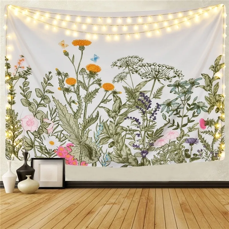 Tapestries Sepyue مخدر Trippy Tapestry Wall Hanging Floral Hippie Flower Carpets Decor Decor Plant 221006