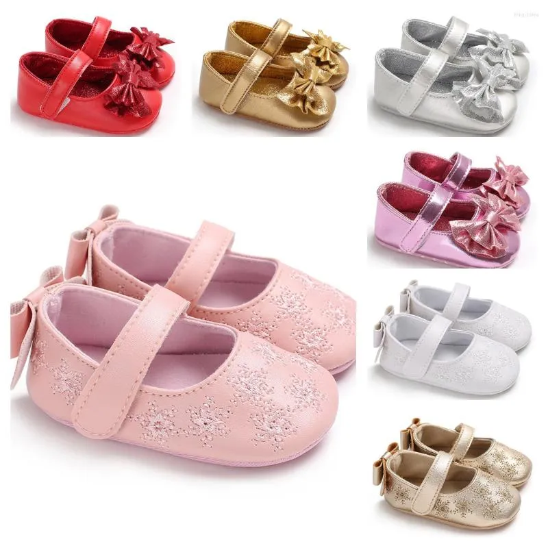SAMITA 2022 Leather First Walkers Size 3 Baby Shoes With Bow Knot And