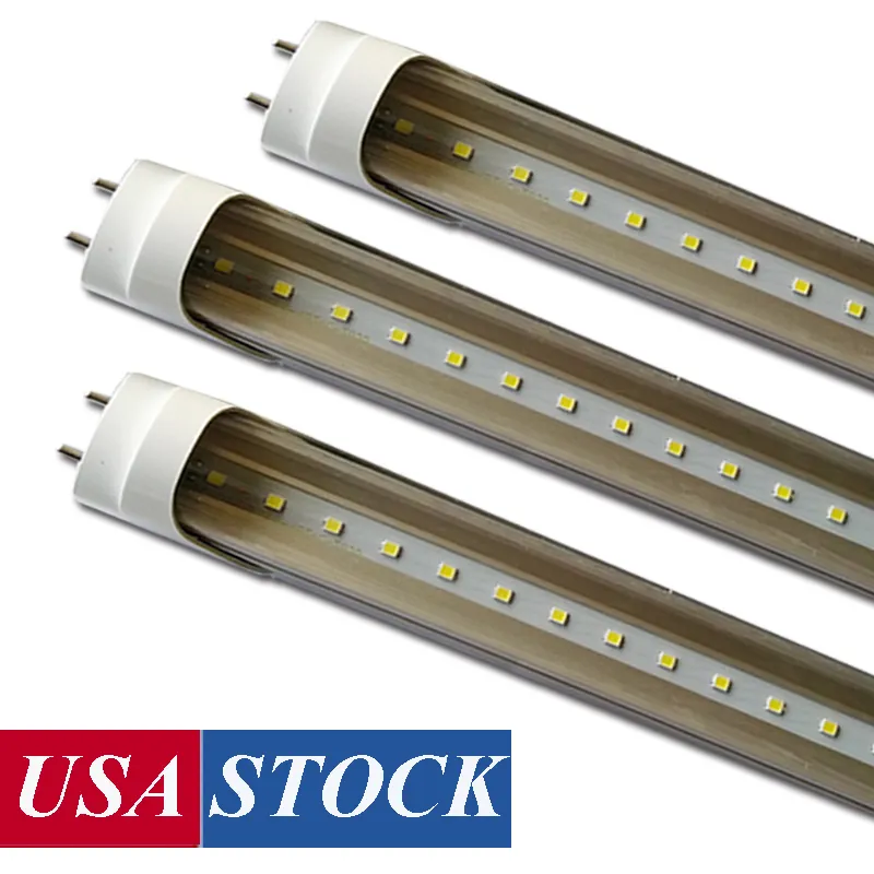 LED T8 Lights Tubes 4FT Blanc lumière du jour 6500K Ballasts alimentés à double extrémité Bypass 2200Lumens22W 50W Équivalent fluorescent Couverture transparente AC85-265V Tube Fixtures oemled