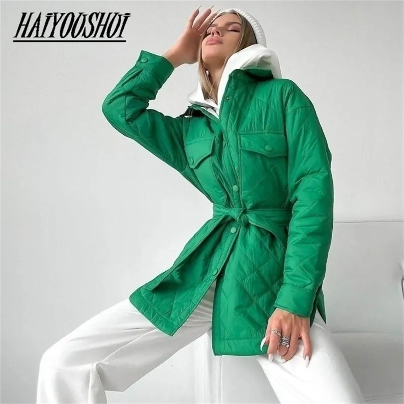 Womens Down Parkas Front Buttons Parka Fashion Simple Argyle Coat Elegant Town Down Twlar Solid Cotton Jackets Female Green 220930