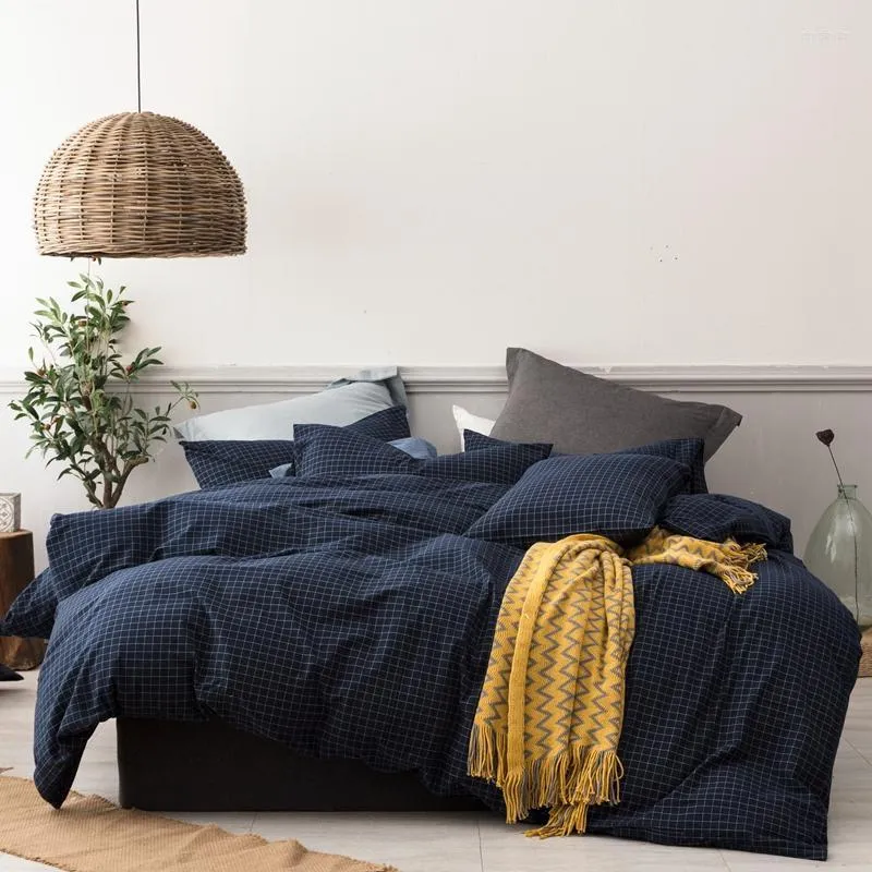 Yatak Setleri Stil Pamuk İplik Boyalı Yıkanmış Dört Parça Takım