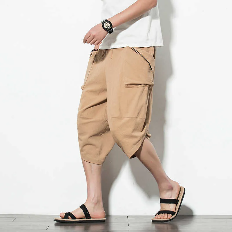 Men's Pants Casual Harem 2022 Summer New Style Japanese and Korean Fashion Loose high quality Cotton Cropped G220929