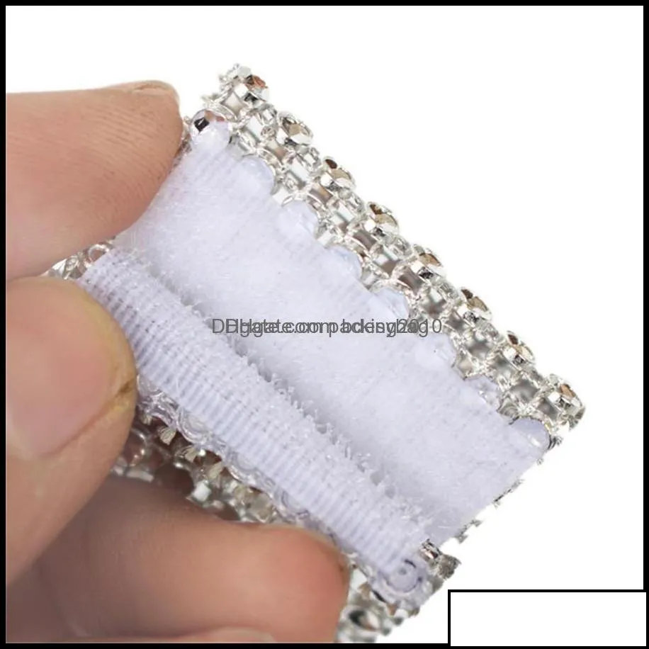 Plastic Napkin Rings El Wedding /Chair Sash Diamond Mesh Wrap For Party Decoration Gold/Sier Drop Delivery 2021 Table Accessories