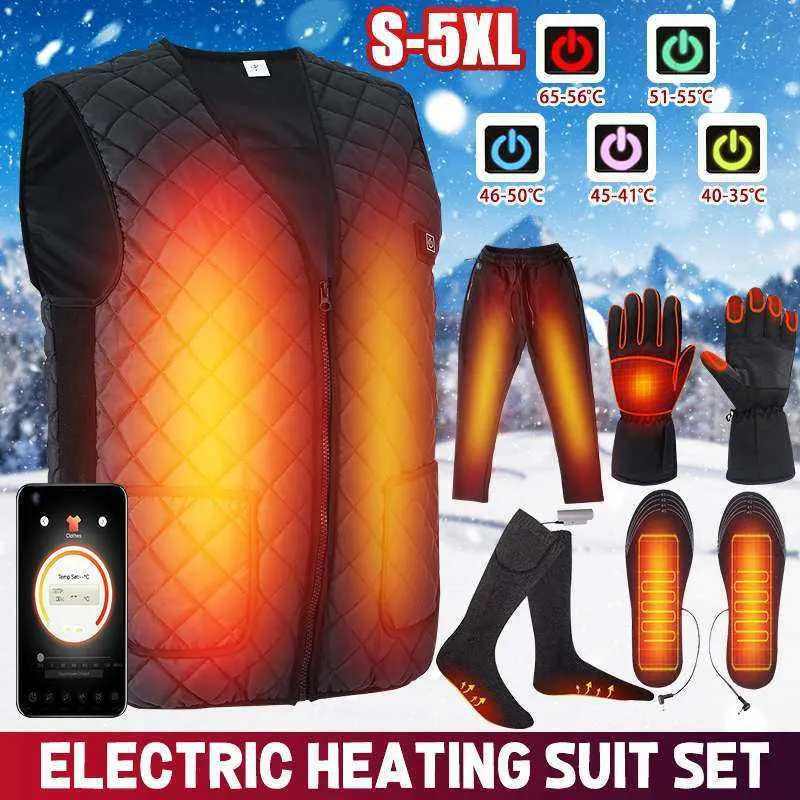 ジャケット加熱ベスト洗濯可能USB充電電気暖房暖かい制御温度屋外キャンプハイキングハンティングY2210