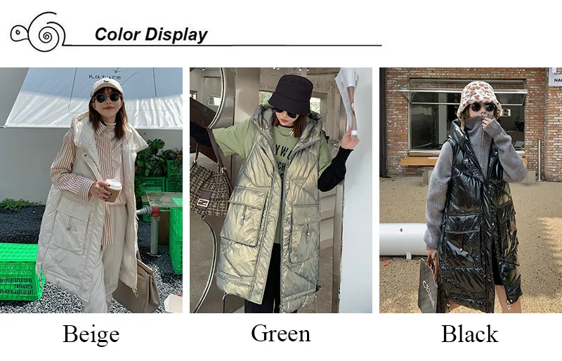 Gilets Pour Femmes Streetwear Veste Longue Sans Manches Pour Femmes Brillant Dames Hiver Gilet Matelasse A Capuche Grandes Poches Gilet A Glissiere Pour Femme 220930 De 34 95 DHgate