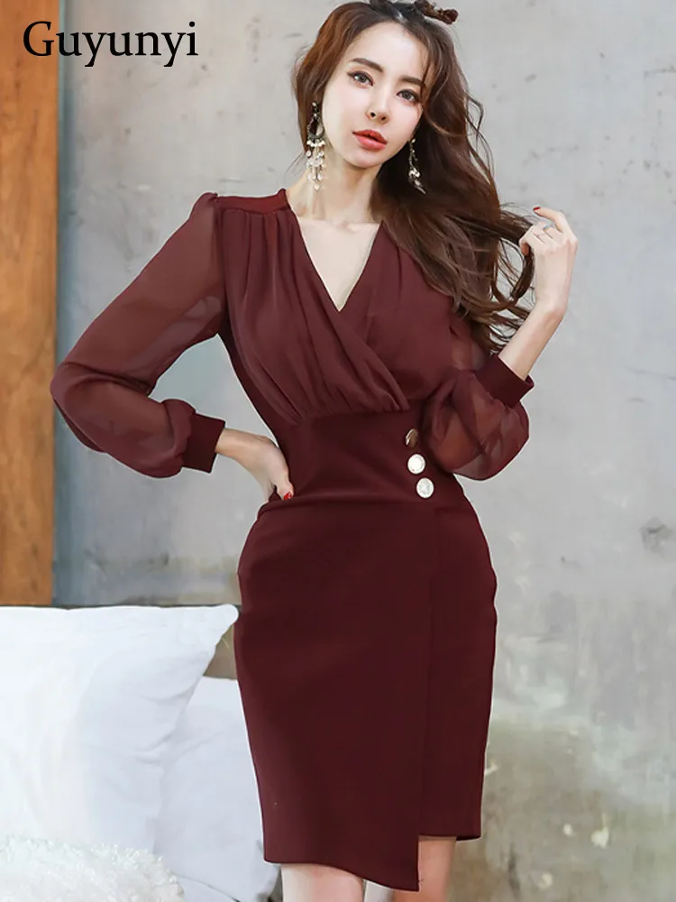 open lace back dress Zapaka Women Velvet Work Dress Red Bodycon Peak Lapel Semi Formal Dress, Burgundy / M