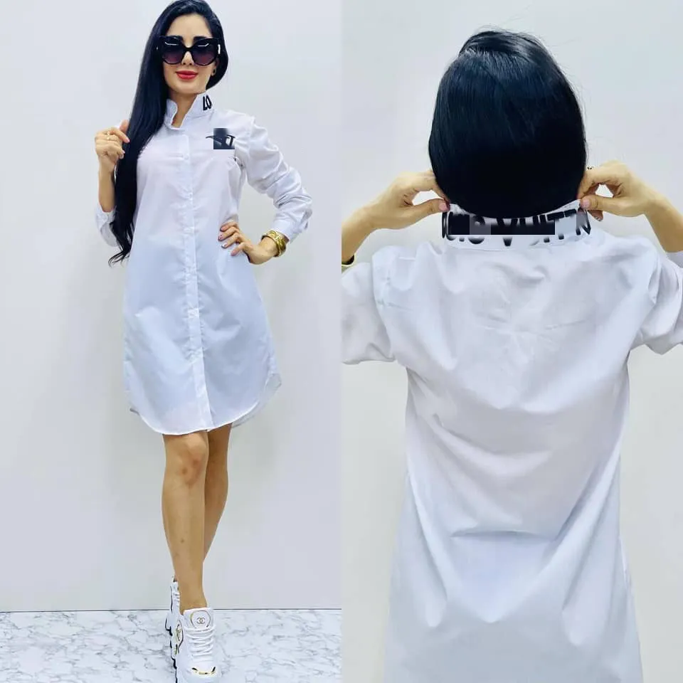 Carta impressão camisa vestido feminino moda lapela pescoço manga longa curto mini vestidos ship237x