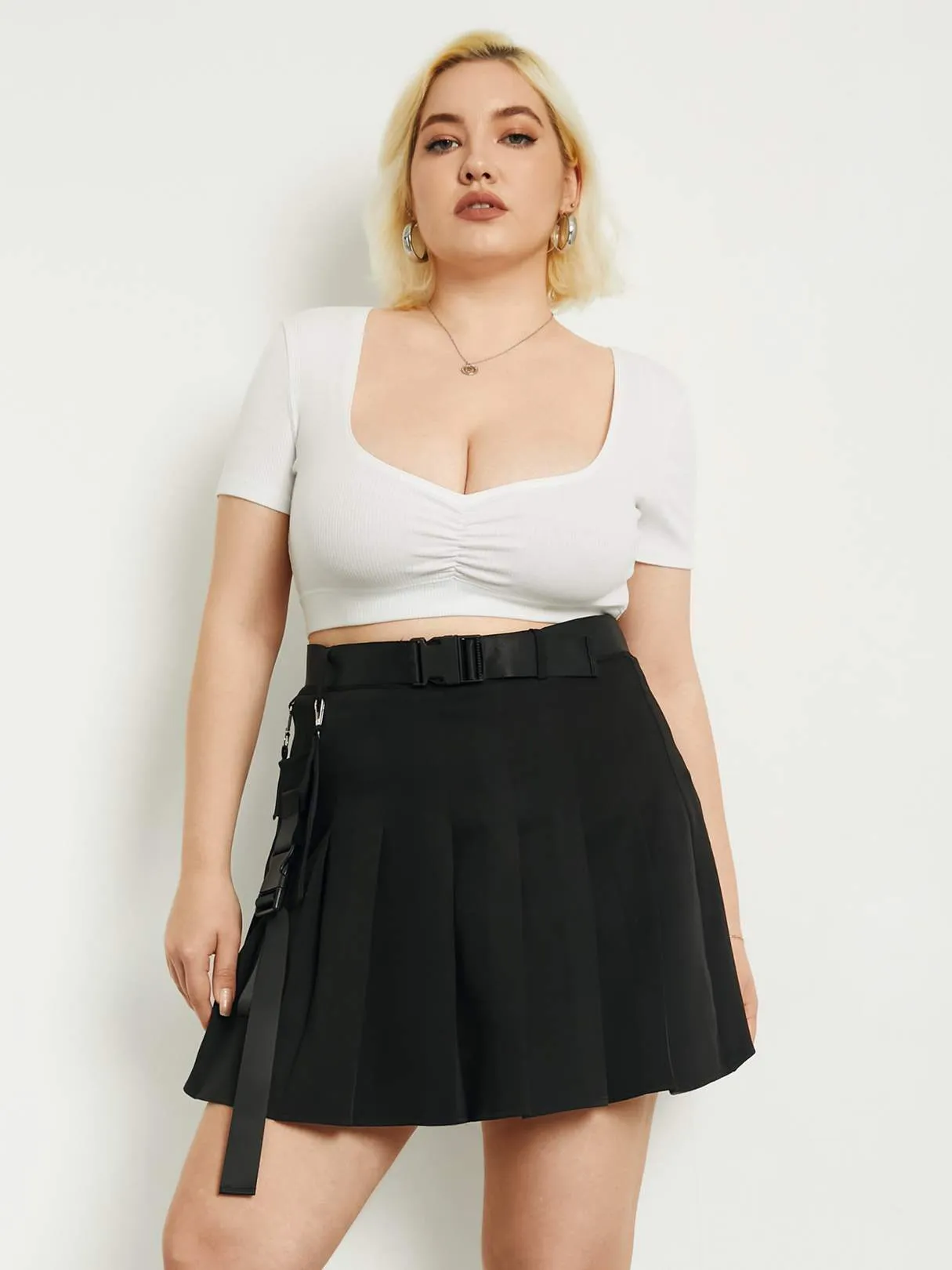 Plus size mini skirts knee cheap length