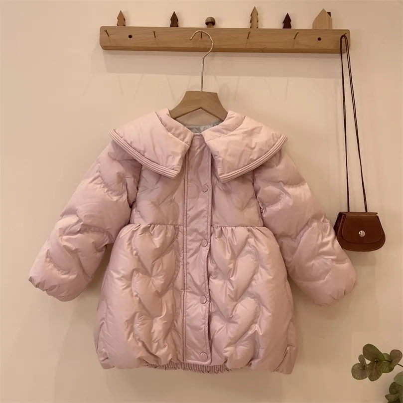 Casaco para baixo inverno meninas doces casaco de baixo para bebês crianças jaqueta quente fora roupas 2201006