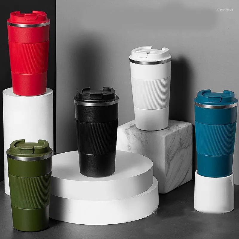 Tasses Tasse Tasse À Café Avec Couvercle En Acier Inoxydable Silicone Isolé Eau Portable Extérieur Pour Cadeaux