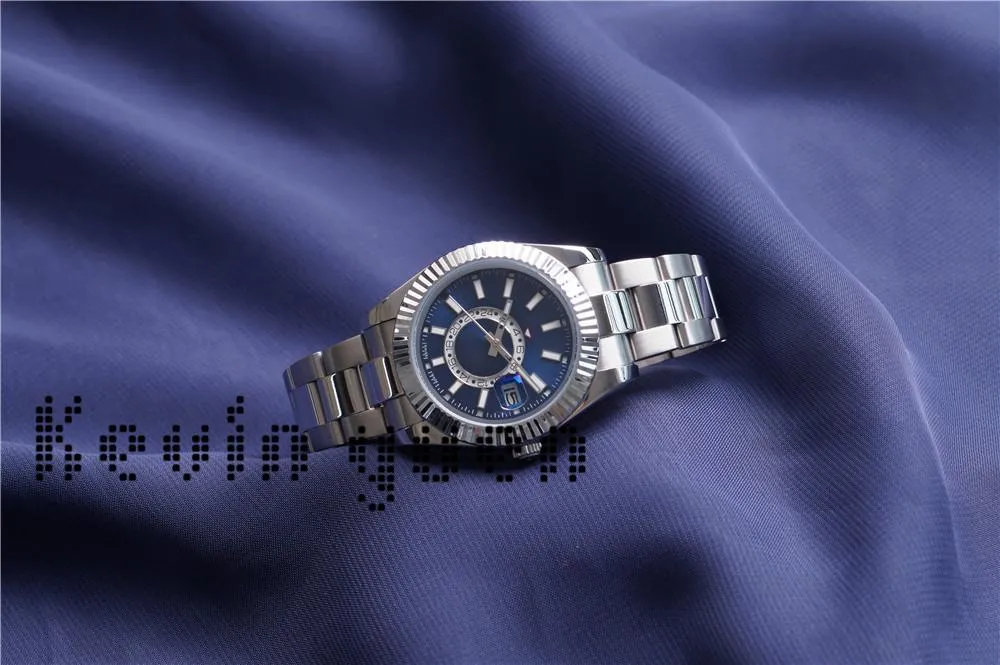 Orologio da uomo meccanico automatico 42 mm blu orologio in acciaio inossidabile nero Sky-Dweller funzione completa quadrante piccolo calendario con data di lavoro polsowa303Y