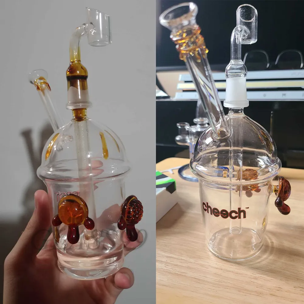 CHEECH Cup Hookahs Tortoise Bong with Downstem Oil Rigs Bubber Water Pipe with Glass Banger 흡연을 위한 14mm 조인트 봉