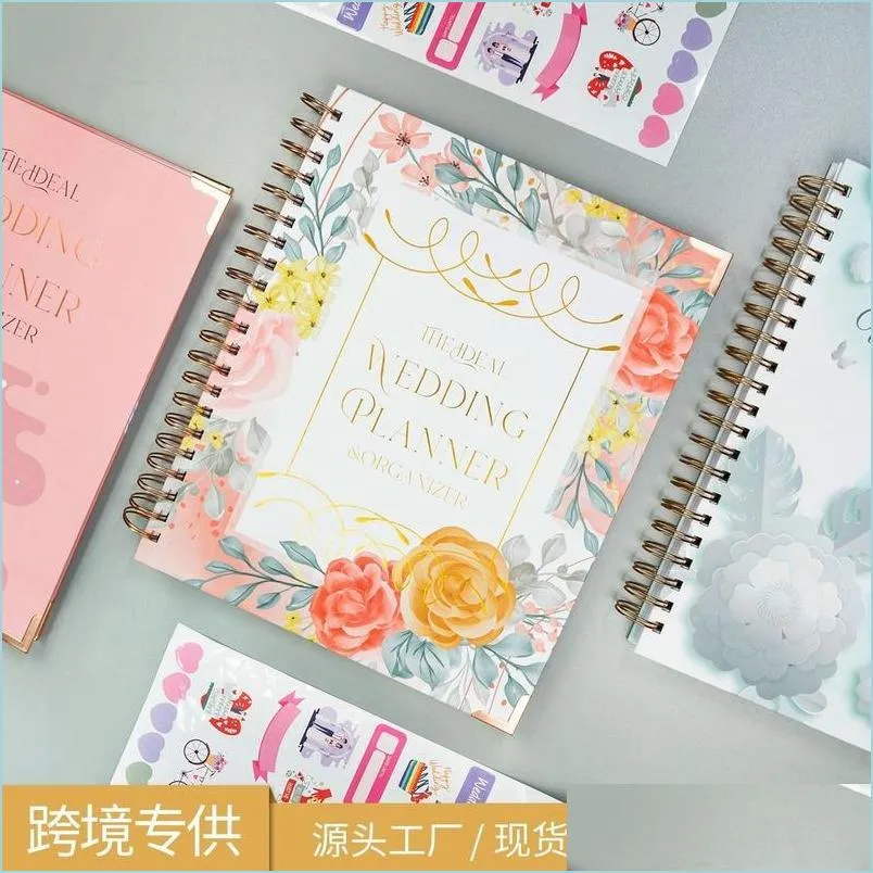 Notepads Notepads 2022 FL English Wedding Plan Book Book Highlue Notebook A4 Schede Coil Coil Travel Spiralizer Drop D DHX9Z