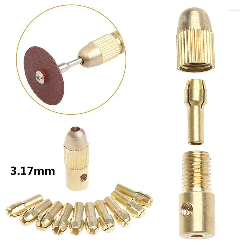 Professionellt handverktygsset 1 Set 3.17mm 10 st 0,5-3.2mm Micro Twist Drill Kit Chuck Electric Bit Collet